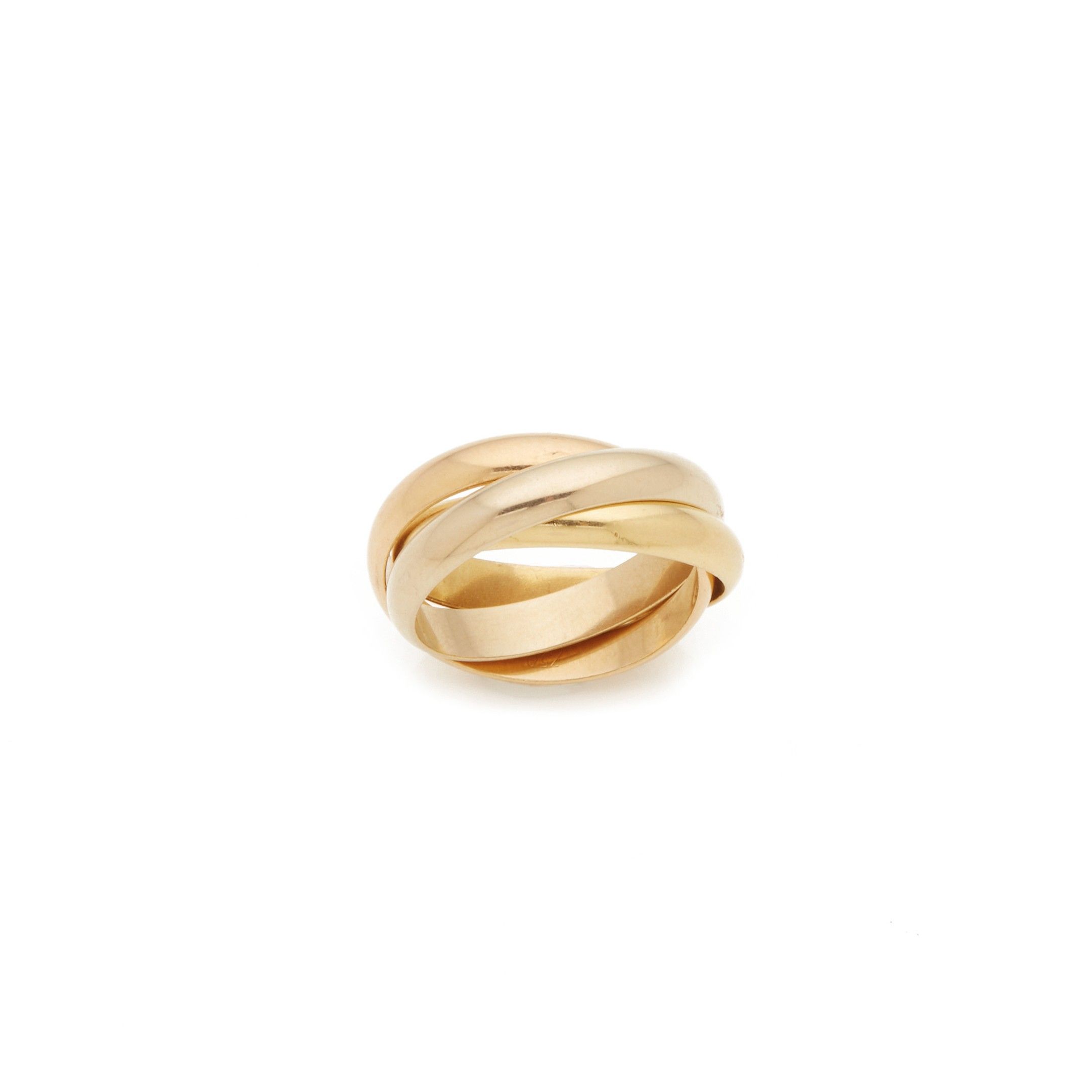 Bague Trinity Vintage En Or 18k - Trois Anneaux émaillés - Taille 50 - Occasion