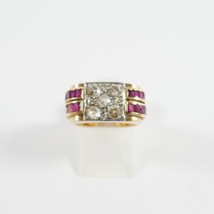 Bague Moderniste Argent Et Or - Chevalière Taille 49 - Poinçon D'orfèvre - Bijou D'artiste N°305